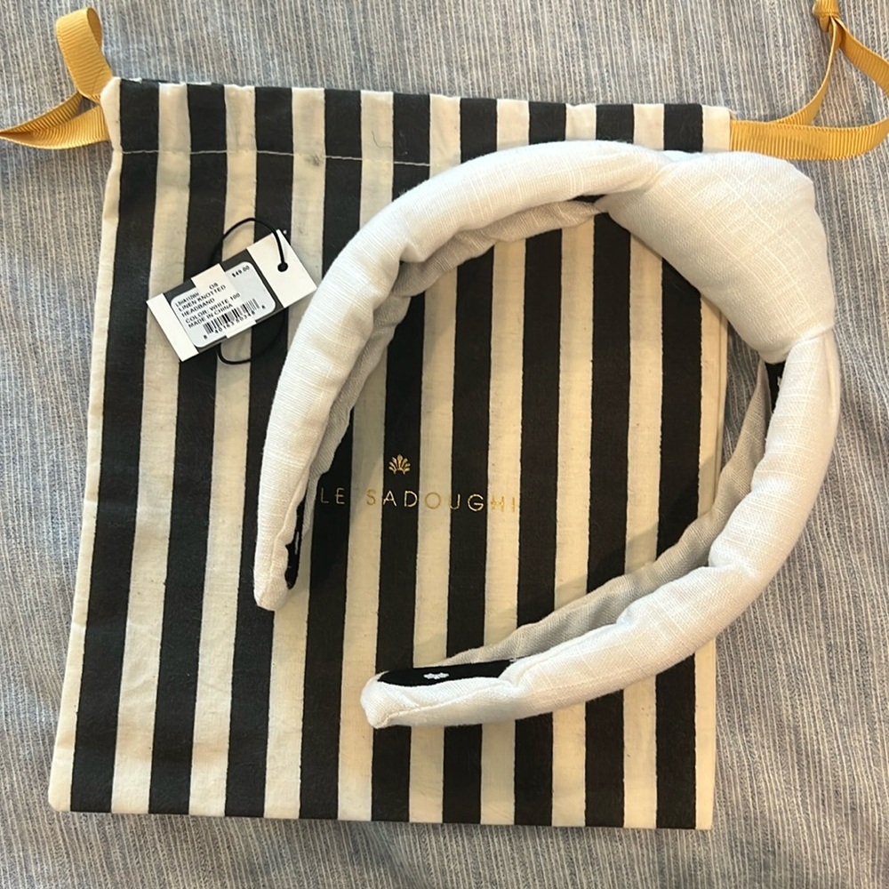 Lele Sadoughhi white linen fabric headband
